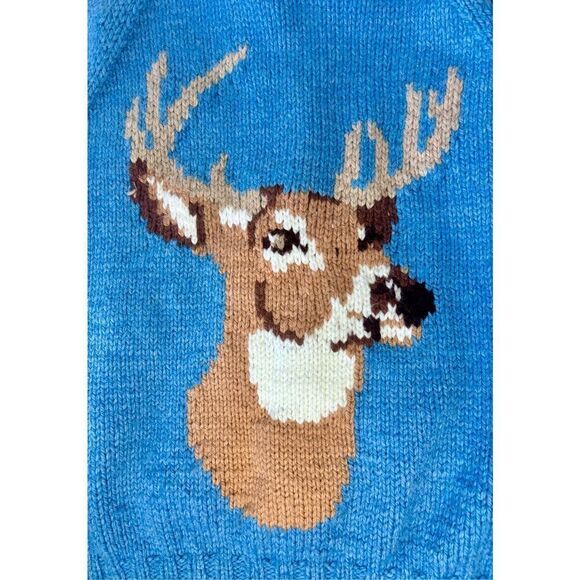 Vintage Handmade Knitted Lined Stag Deer Sweater - Picture 5 of 11